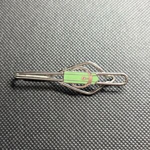 Vintage 60’s Silver tone and Green Tie Clip or money clip with buckle design